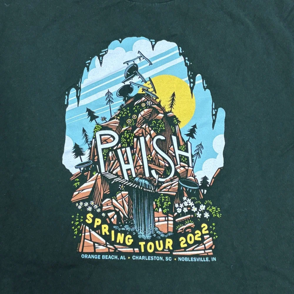 Phish Spring Tour 2022 Graphic T-Shirt Mens Large Green Tultex Concert Jam Band